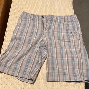 Mossimo blue grey/taupe plaid shorts
